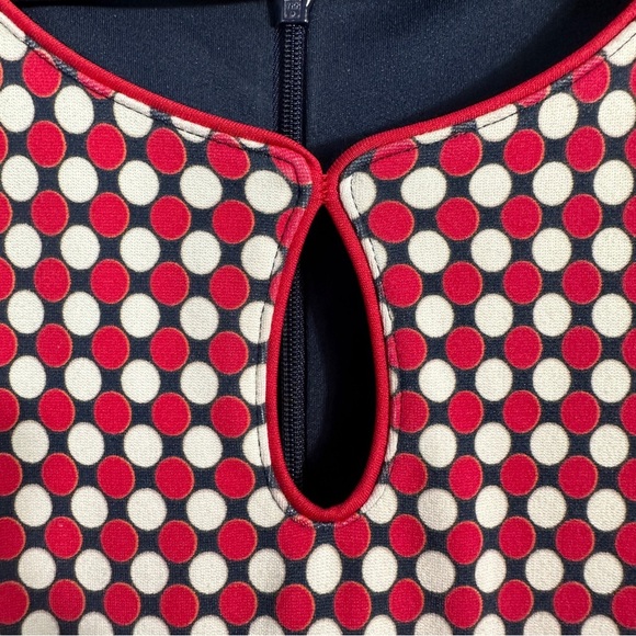 Lands' End size 12 dress, navy w/red & white polka dots, spring, summer, office - Picture 4 of 11